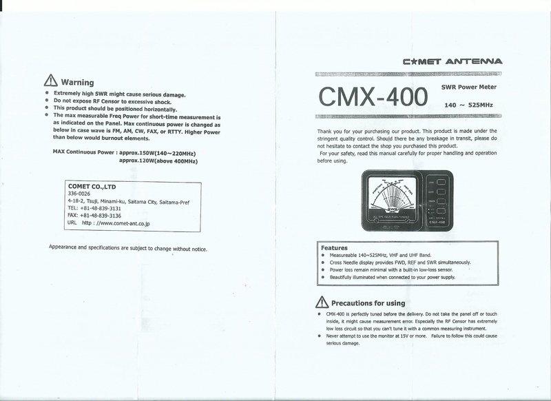 COMET CMX-400 駐波比表 140-525MHz