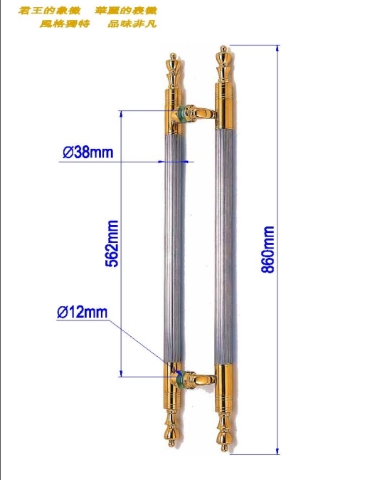 皇冠頭玻璃門把手PK-H-111