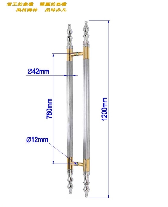 皇冠頭玻璃門把手PK-H-116