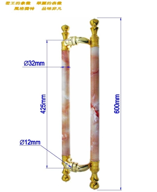 皇冠頭玻璃門把手PK-H-118A