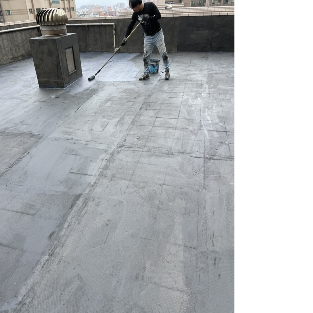 桃園防水-老社區頂樓地坪防水貼附抗裂網 艾富克防水塗料