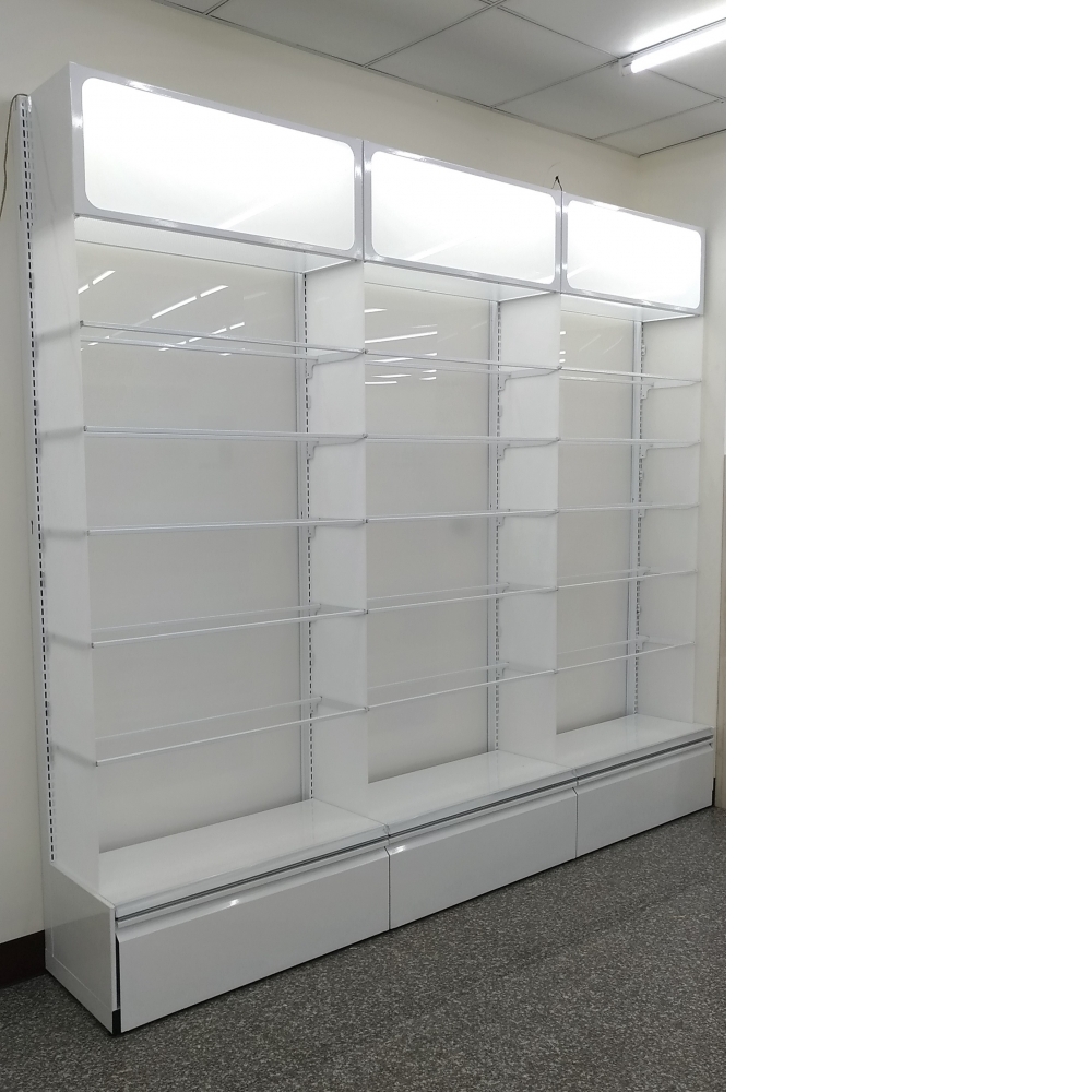 玻璃架+燈箱+抽屜