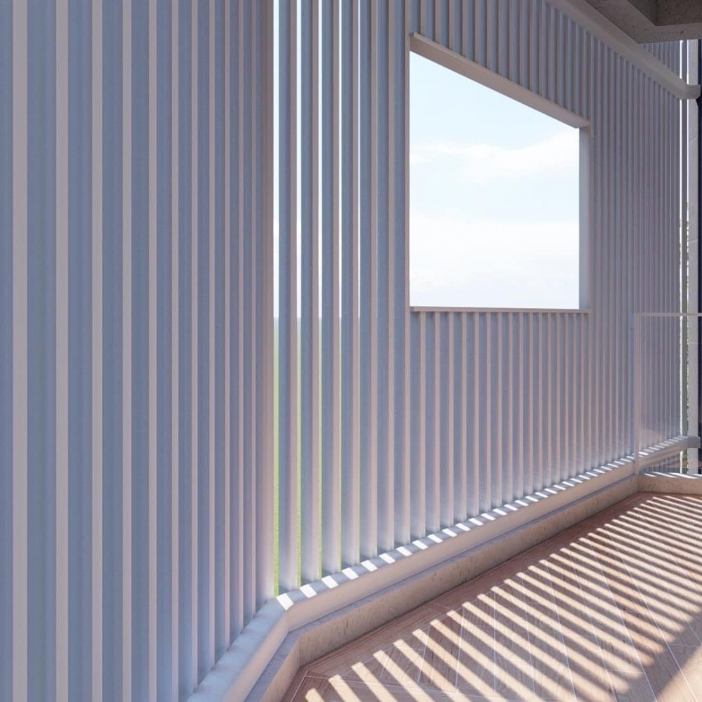 純白色鋁格柵外牆組