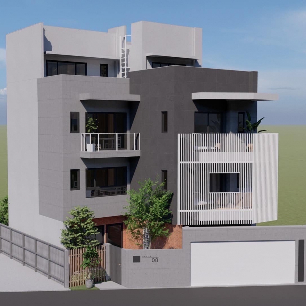 純白色鋁格柵外牆組