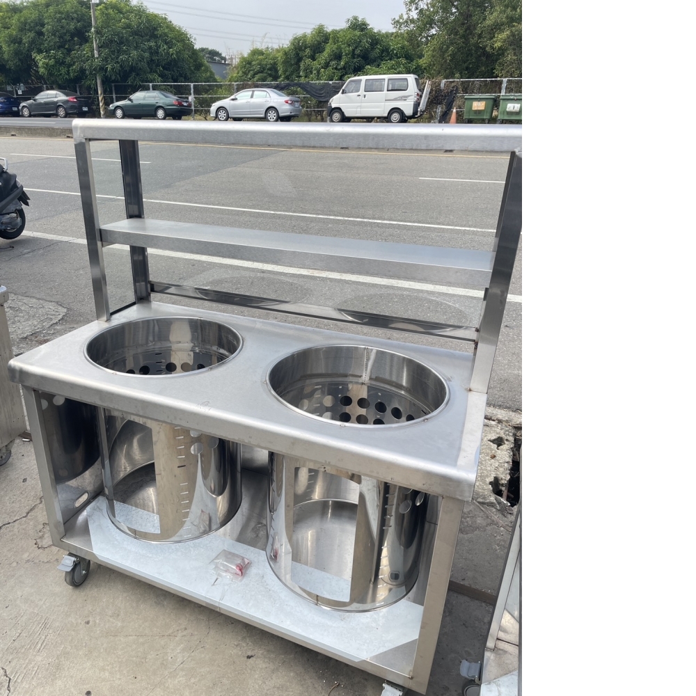 萬豐二手貨 二手 兩洞玻璃吧台餐車/兩孔玻璃吧台餐車/尺寸:120X60X80/用途:煮湯煮麵煮麵線